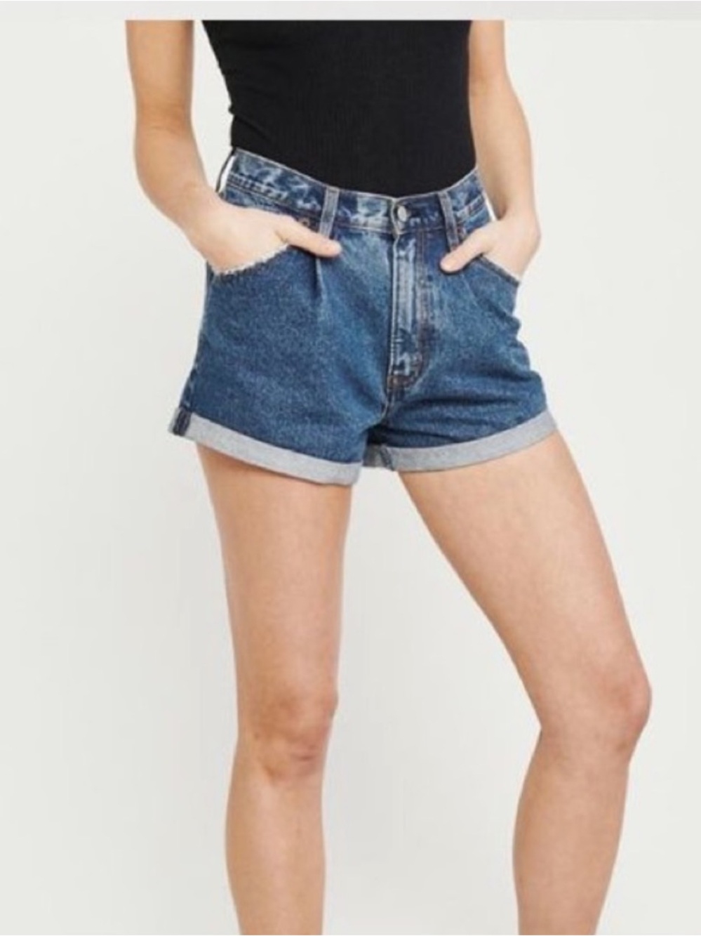 Abercrombie & Fitch Annie High Rise Denim Jean Shorts Pleated 0 25